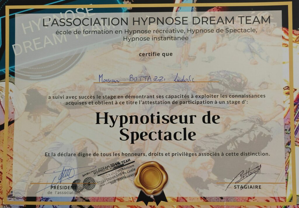 certification hypnose de spectacle ludovic bottazzi