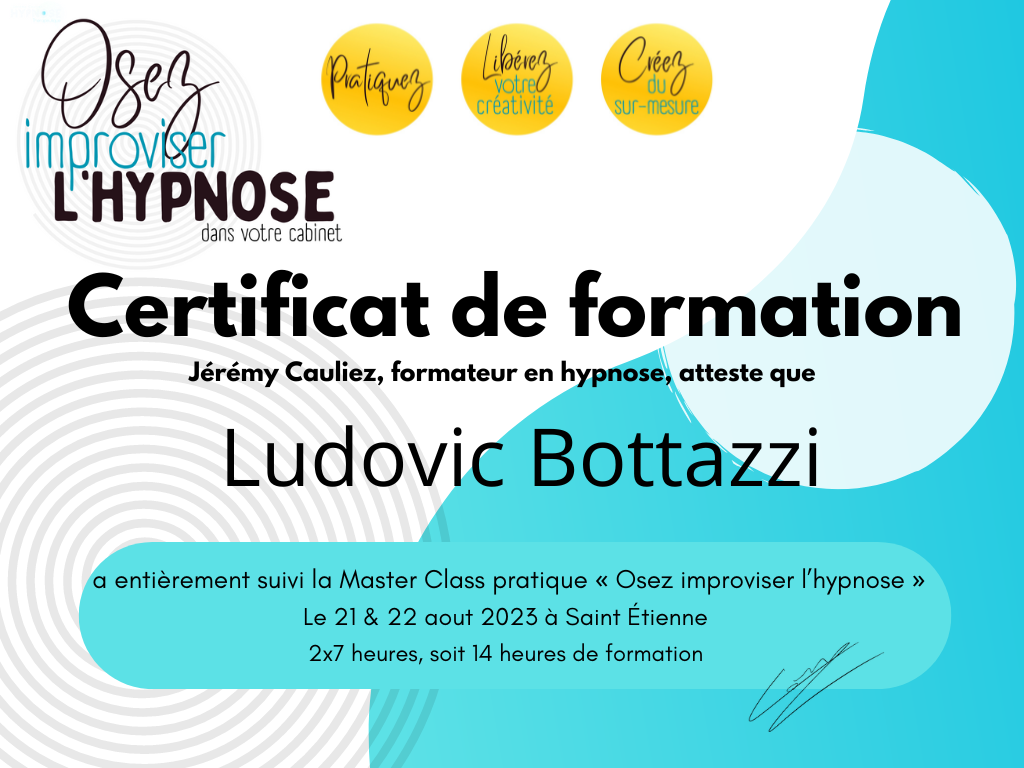 certification phénomènes hypnotiques ludovic bottazzi