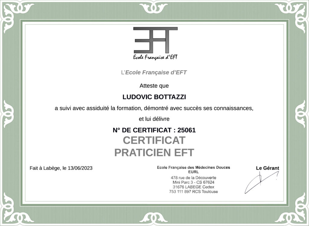 certification praticien eft ludovic bottazzi
